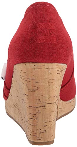 TOMS Women's Classic Espadrille Wedge Sandal, red Crosshatch Jacquard, 7