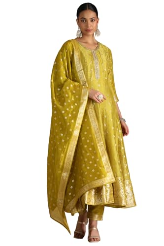 Soch Women Brocade Bandhani Print Suit Set with Zari
