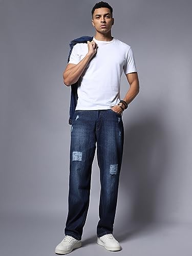 High Star MenS Wide Leg Fit Stretchable Jeans