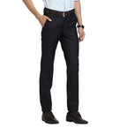 Turtle Men Poly Viscose Navy Blue Solid Slim Fit Formal Trouserss