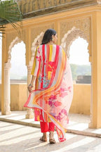 ANNI DESIGNER Womens Cotton Blend Straight Printed Kurta with Pant & Dupatta (Kapila Red_XXL_Red_XX-Large)