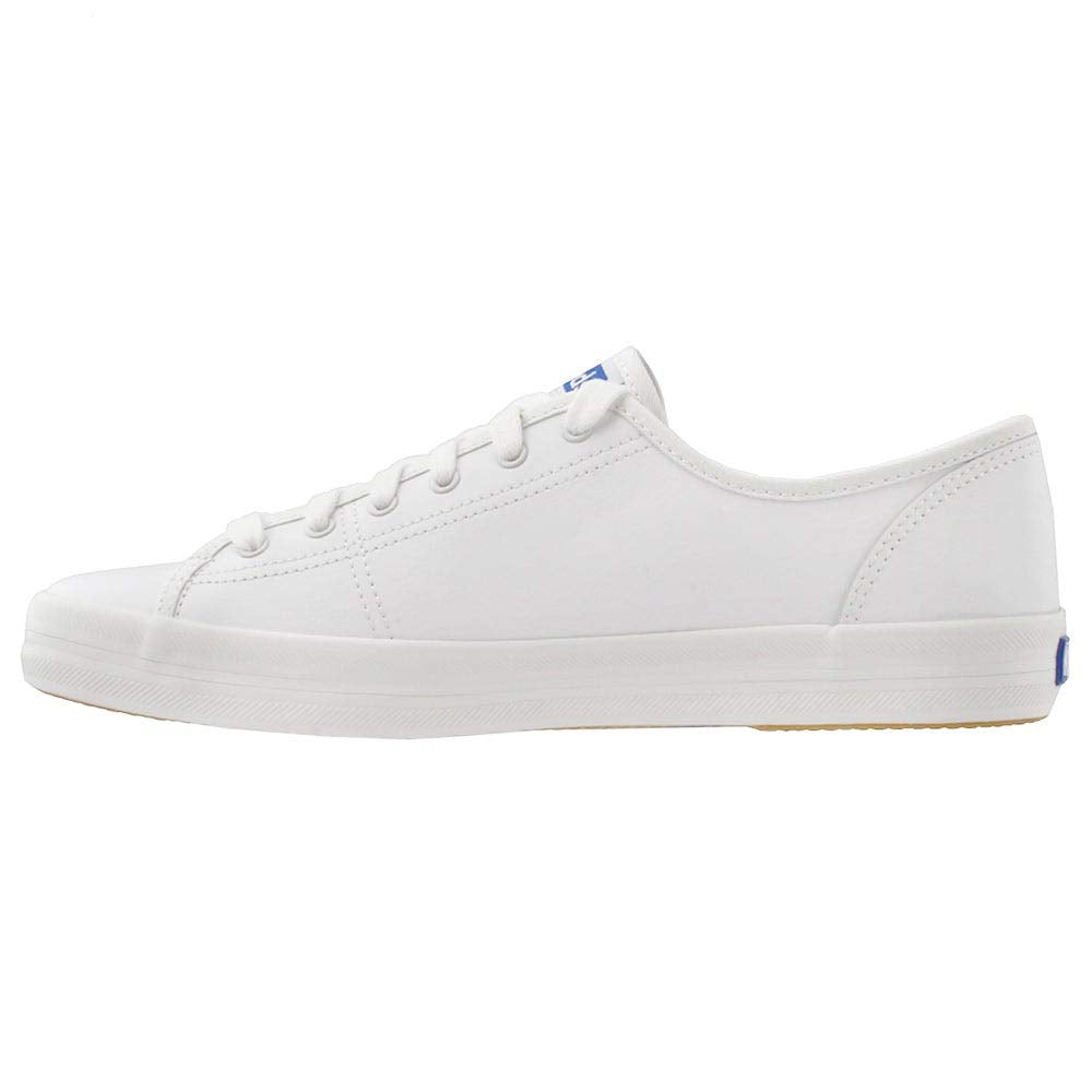 Keds Kickstart Lace Up, Sneaker Womens, White/Blue Leather, 7.5 Medium