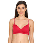 Zivame Womens Nylon Wirefree Lightly Padded Seamless Glitter Straps Padded Non Wired 3/4th Coverage T-Shirt Bra-Cerise (ZI10X2-