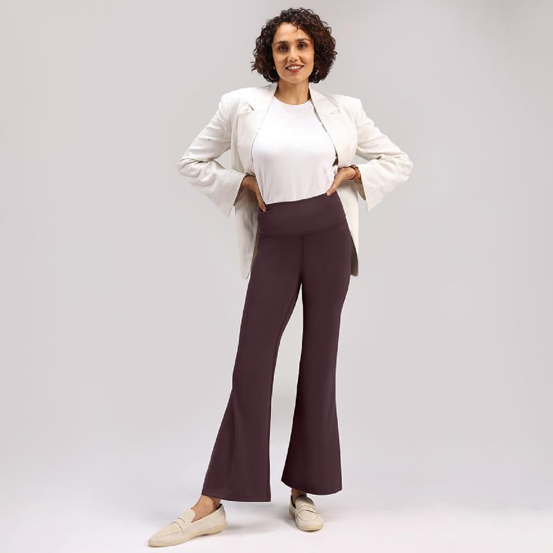 BlissClub Ultimate Flare Pants Lite Regular for Women Upto 54 ft | High Waist Trousers and Formal Pants for Office wear | Comfo