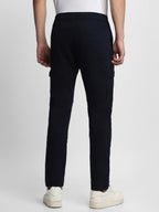 Dennis Lingo Mens Cotton Lycra Full Length Solid Slim Fit Cargo Trousers Navy