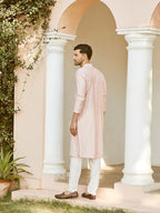 See Designs Men Full Sleeve Chanderi Silk Sequins Mandarin Collar Side Slit Kurta