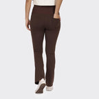 BlissClub The Ultimate Flare Pants for Women with Ribbed Waistband, Regular Fit, Ankle Length Pants for Woman with High Waist an