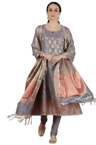 Aurelia WomenS Abstract Printed A-Line Kurta Set With Churidar And Dupatta For Women