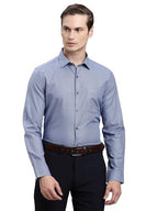 Turtle Men Pure Cotton Regular Fit Dobby Blue Formal Shirt