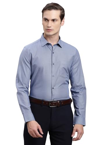 Turtle Men Pure Cotton Regular Fit Dobby Blue Formal Shirt