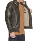 Levi's Men's Faux Leather Aviator Bomber Jacket (Regular & Big & Tall Sizes), Dark Brown/Sherpa Lined, XS