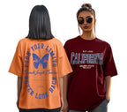 Juneberry Pack Of 2, 100% Pure Cotton, Round Neck, Oversized, Loose, Baggy Fit, Drop Shoulder, Graphic Printed, Half Sleeve T-Sh