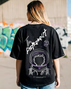 Bewakoof Womens BTS Astro (JIN) Graphic Print Black Round Neck Short Sleeve Oversized Fit T-Shirt