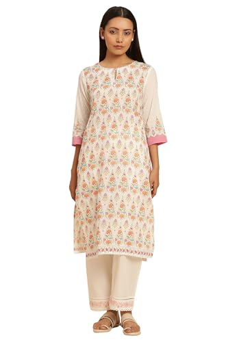 W For Woman W Women Multicolour Floral Print Cotton A-Line Kurta_24Few10135-121272_2Xl