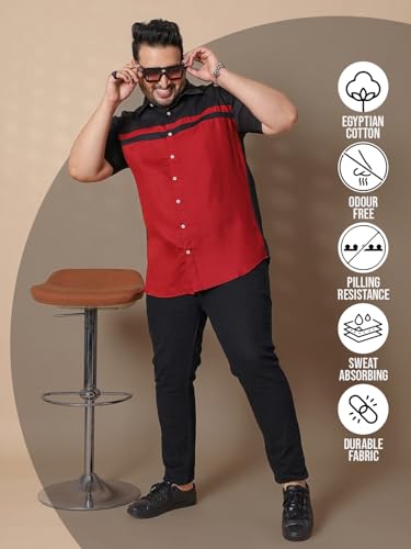 Bigbanana Plus Size MenS Regular Fit Colorblock Shirt