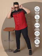 Bigbanana Plus Size MenS Regular Fit Colorblock Shirt