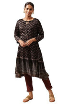 W For Woman Black Ajrakh Print Kalidar Kurta_22Maf11485-910467_Xl
