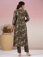 ANNI DESIGNER Womens Rayon Blend Straight Printed Kurta with Pant (Kivala Green_S_Green_Small)