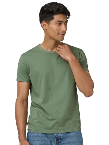 XYXX Mens Cotton Solid Regular Fit T Shirt (Xy_Cr15_Tshirt_1_Sage Green)