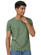 XYXX Mens Cotton Solid Regular Fit T Shirt (Xy_Cr15_Tshirt_1_Sage Green)