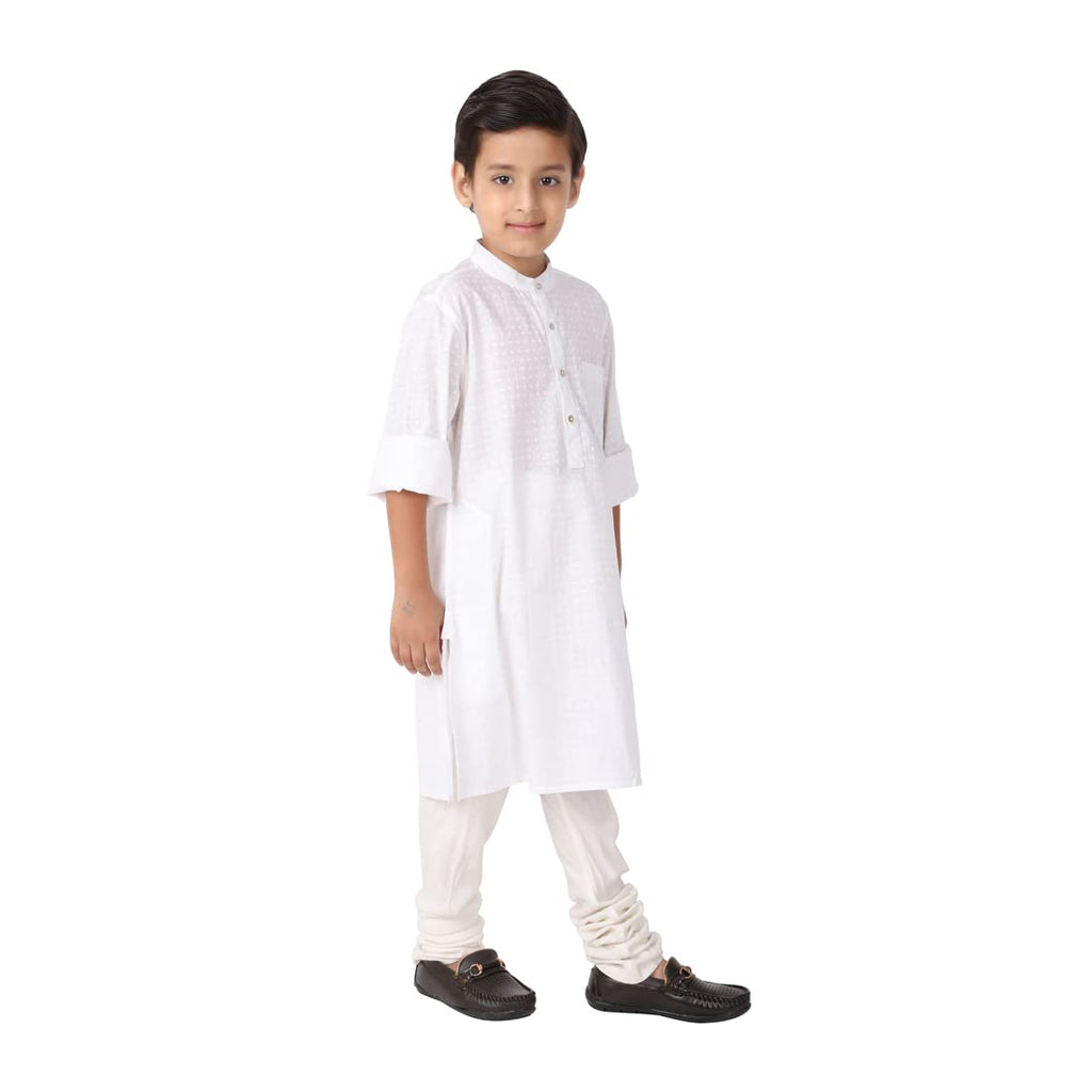 Fabindia White Cotton Printed Long Kurta