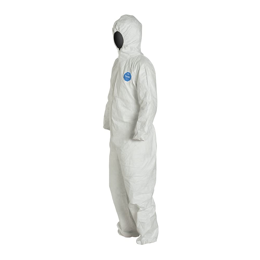 Dupont - TY127SWH3X0025VP Tyvek 400 Individually Packed Disposable Protective Coverall with Hood and Elastic Cuff for PPE Vendin