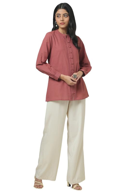 Soch Womens Onion Pink Cotton Slub Solid Tunic