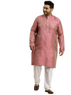 Sojanya Plus (Since 1958) MenS Jacquard Silk Pink Self Design Only Long Kurta -Size: 46