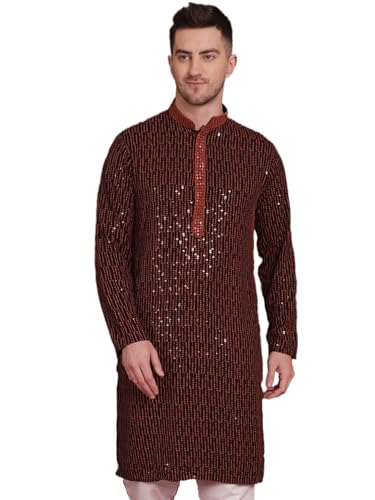 Jompers Mens Chikankari Sequins Embroidered Kurta