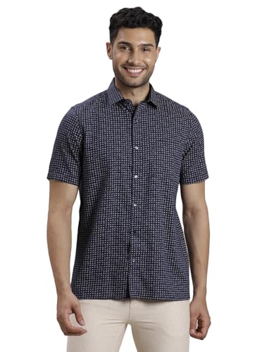 Turtle Men Cotton Tencel Regular Fit Blue Formal Shirt