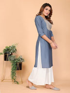 Rangita Women'S Viscose Poly Embroidered Regular Kurta