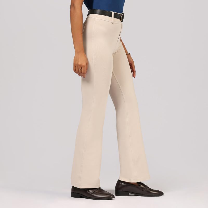 BlissClub AM:PM Air Flare Trousers Cotton for Women Above 55 ft Tall | Bootcut Trousers and Formal Pants for Women Office wear