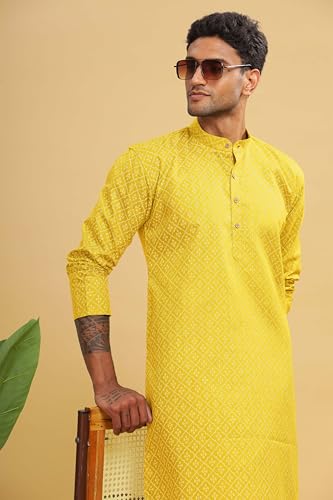 Be Active MenS Cotton Regular Kurta Size Xl (C-399-2_Yellow)