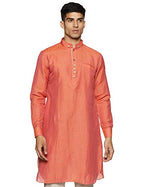 Manyavar Mens Full Sleeve Blended Kurta, Orange - Large (ML11774-318)