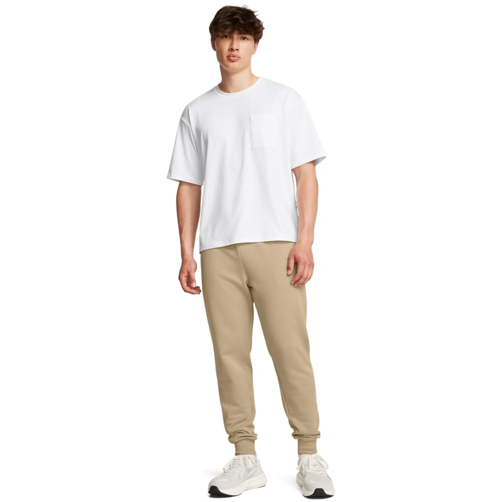 Under Armour Men's Rival Fleece Joggers, (299) City Khaki / / White, Medium