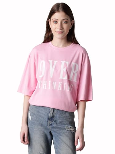 KOTTY Womens Cotton Blend Printed Oversized T-Shirts