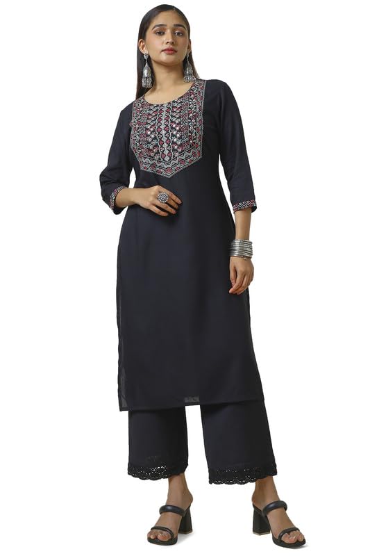 Soch Women Rayon Embroidered Kurta with Faux Mirror