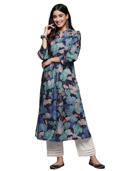 Varanga Women'S Rayon Kurta (Vkur1060_Blue