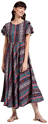 OOMPH! Womens Crepe A-Line Maxi Dress - Multi Multicolour