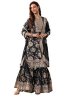Libas Art Black Embellishments Chinon Straight Kurta Set For Women (51478As)