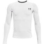Under Armour Boys' HeatGear Armour Long-Sleeve T-Shirt , White (100)/Black , Large