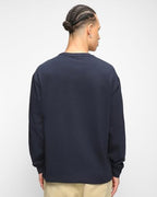 Bewakoof MenS Solid T-Shirt- Oversized Fit, Round Neck, Full Sleeves 560617_Blue_M