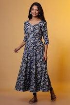 Aurelia WomenS Rayon Floral Regular Kurta (24Fea14855_Blue