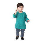 Fabindia Baby Boy'S Cotton Printed Regular Kurta (102523602_Teal