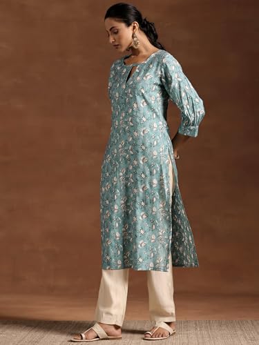 Libas WomenS Silk Regular Kurta (29217_Blue