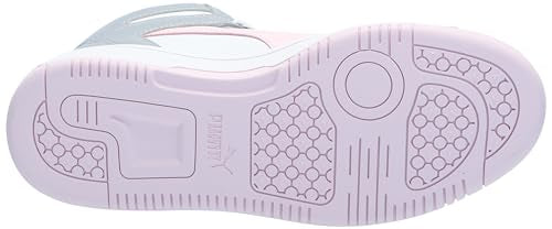 PUMA Rebound Layup Mid Sneaker, White-Gray Fog-Whisp of Pink, 5 US Unisex Big Kid