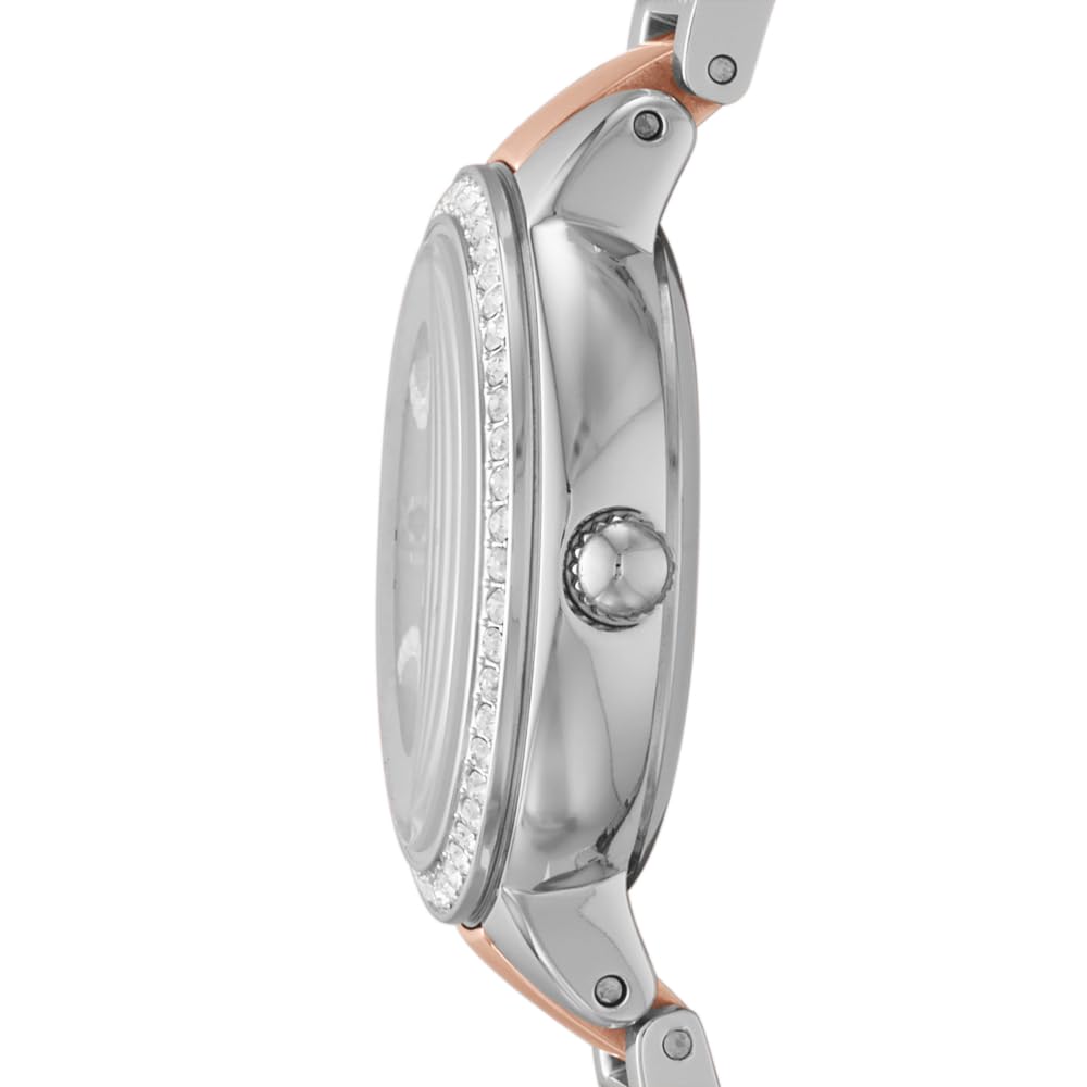 Fossil Women's Virginia Quartz Stainless Steel Three-Hand Watch, Color: Rose Gold/Silver (Model: ES3405)
