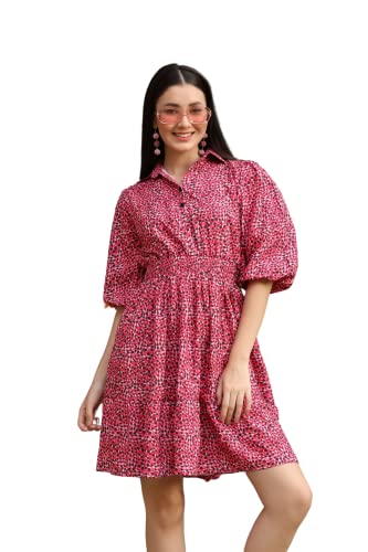 OM SAI LATEST CREATION Western Dresses for Women | Short A-Line Dress for Girls | Mini Dress for Women(Green_L) (X-Large, Red)