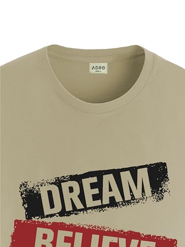 ADRO Men's Solid Regular Fit T-Shirt (RN24-DBA-BE_Beige