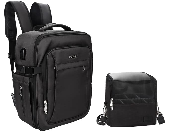 Relavel Professional Makeup Case Makeup Backpack and Makeup Brush Case for Makeup Artists, Durable Water-resistant Material, wit